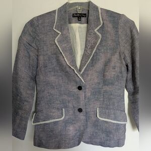 Elizabeth and James Distressed Blue Linen Blazer Size 6